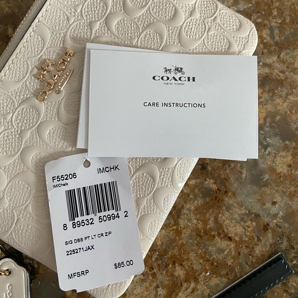 Coach white wristlet